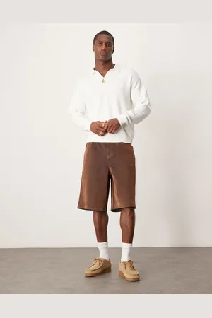 ASOS – Lange Jeans-Jorts in Hellbraun