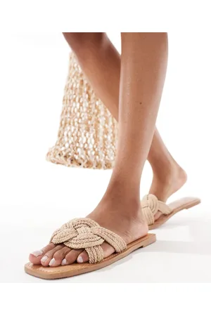 ASOS – Flora – Gewebte Pantoletten in Natur