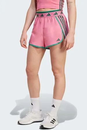 adidas Adidas Training – Hyperglam – Shorts aus Webstoff in knalligem Pink Fusion/College-Grün