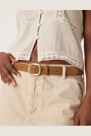 ASOS – Hüft- und Taillengürtel für Jeans in Hellbraun aus Wildlederimitat mit eckiger Schnalle