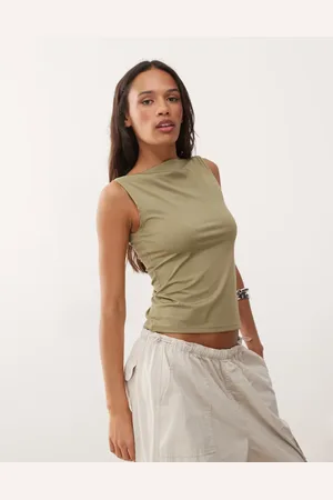 Weekday – Annie – Tanktop in Olivgrün mit U-Boot-Ausschnitt