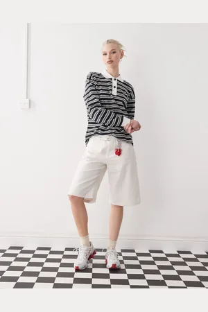 Monki – Jorts in Beige im Utility-Stil
