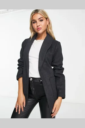 Pieces® – Alicia – Blazer in Anthrazit mit Bindegürtel