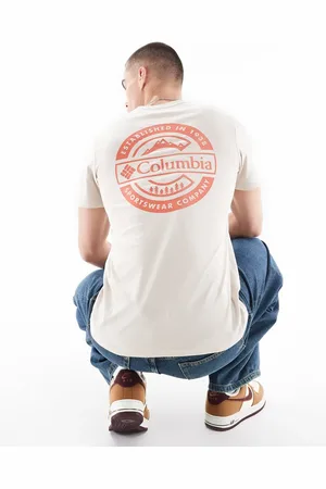 Columbia – Rapid Ridge II – T-Shirt in Beige mit Grafikprint auf dem Rücken