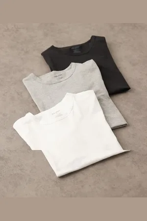 Lyle & Scott – 3er-Pack Basic-T-Shirts in Schwarz, Grau und Weiß