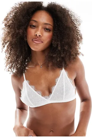 Cotton On Cotton On – Triangel-Bustier in Cremeweiß mit fransiger Spitze
