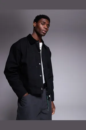 ASOS – Harrington-Jacke in verwaschenem mit Cordkragen und Oversize-Schnitt