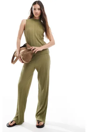 VERO MODA – Plissee-Hose in Khaki, Kombiteil