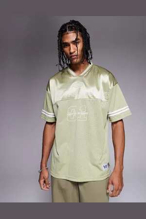 Liquor N Poker – Oversize-T-Shirt in Salbeigrün mit College-Grafikprints