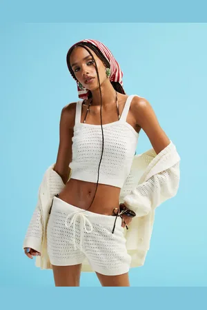 ASOS – Gestricktes Bustier in Creme, Kombiteil