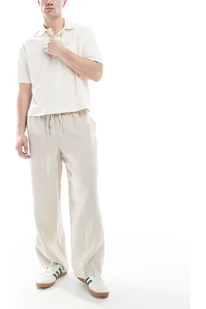 Cotton On Cotton On – Weit geschnittene Leinenhose in Hellbeige