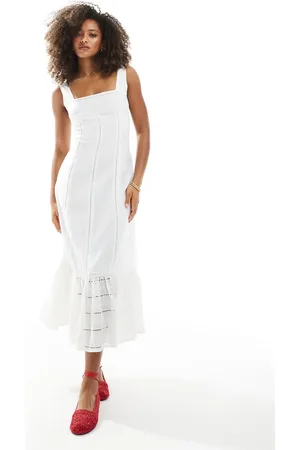 Daisy Street – Gestuftes Midikleid in mit Spitzenborte