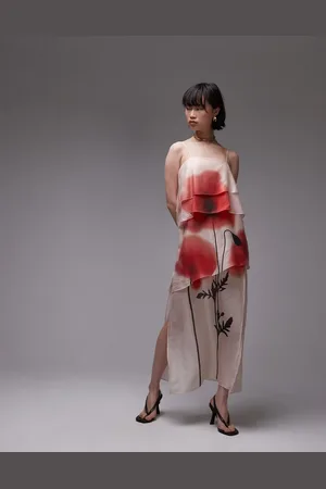 & OTHER STORIES – Maxikleid aus durchscheinendem Chiffon mit Lagen und Blumenapplikation