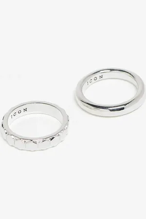 Icon Brand – Set mit sechseckigen Ringen in Silberoptik
