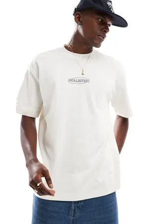 Hollister – Kastiges T-Shirt in Cremeweiß mit kühlendem Effekt und kleinem Bubble-Logo