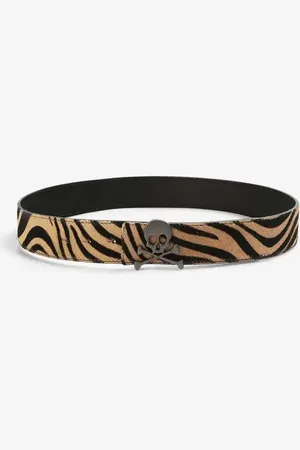 SCALPERS – Ninon – Wendbarer Gürtel in Schwarz mit Animal-Print