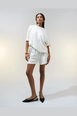 ASOS – Strukturierte Strick-Shorts in Cremeweiß, Kombiteil