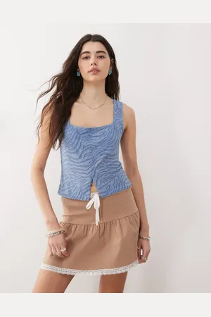 Reclaimed – Tanktop in mit geflocktem Zebra-Muster und geteilter Front