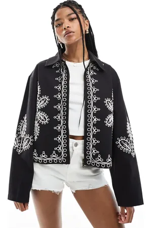 ASOS – Bestickte Jacke in mit Kragen