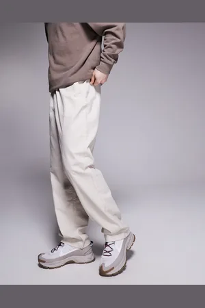 ASOS – Weite Leinenmix-Hose in Stein