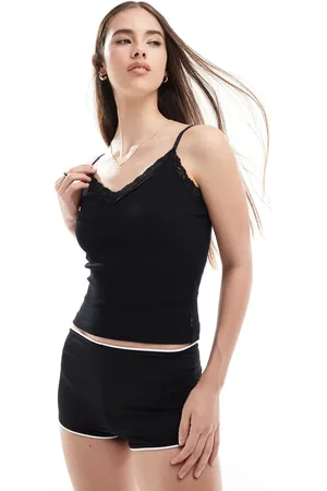 Superdry – Essential – Camisole-Oberteil in mit Spitzenborte