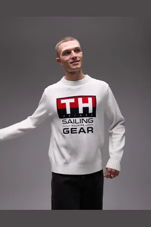 Tommy Hilfiger – Pullover in Wollweiß mit „Sailing“-Schriftzug