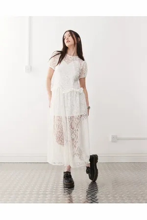 Reclaimed – Festival – Midikleid aus Spitze in im Lagen-Look