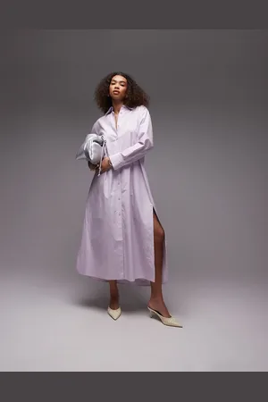 ARKET – Maxi-Hemdkleid in Flieder mit Seitenschlitzen