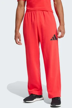 adidas – Essentials – Weit geschnittene Hose in reinem Rubinrot / Schwarz mit 3-Balken-Logo