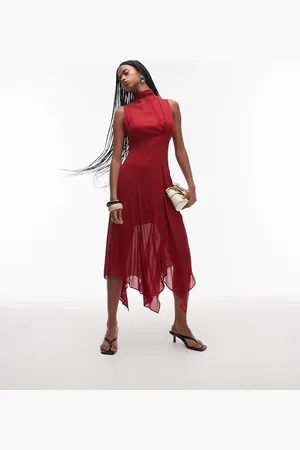 & OTHER STORIES – Midaxi-Kleid in aus mehrlagigem, durchscheinendem Chiffon mit geschnürtem Rückenausschnitt und Zipfelsaum