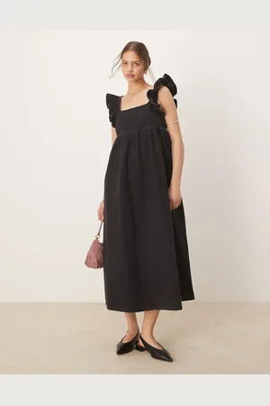 ASOS – Maxi-Hängerkleid aus Denim in mit Schleife hinten