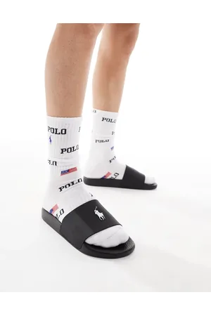 Ralph Lauren – Slider in mit Logo in Weiß