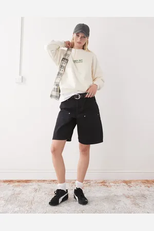 Obey – Shift – Jeans-Jorts in verwaschenem, ausgeblichenem mit Bahnendesign