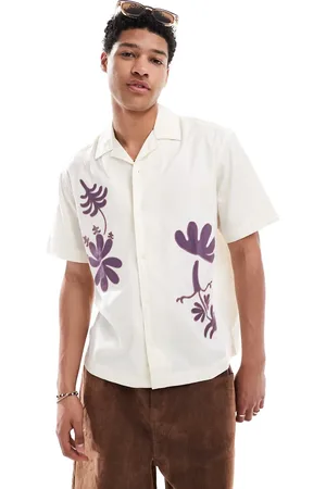 Only & Sons – Loose Fit Hemd in Wollweiß mit Stickerei