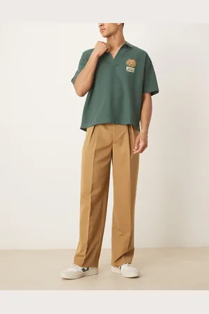 ASOS – Elegante Hose in Camel mit weitem Bein und Kellerfalten