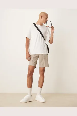 ASOS – Elegante Shorts mit geradem Bein in dunklem Steinbeige