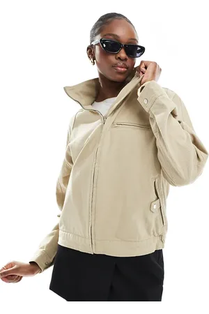 ASOS ASOS DESIGN Tall – Oversize-Jacke aus Twill in Sand mit Trichterkragen