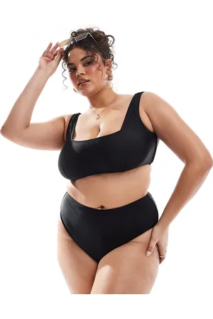 South Beach – Schwarze Bikinihose mit hohem Bund und hohem Beinausschnitt
