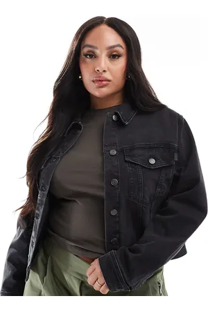 ASOS ASOS DESIGN Curve – Westernjacke aus Denim in schwarzer Waschung