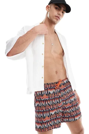 Emporio Armani – Badeshorts in und Rot mit Logo