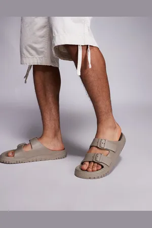 Armani Exchange – Sandalen in Beige mit zweifachem Riemchen