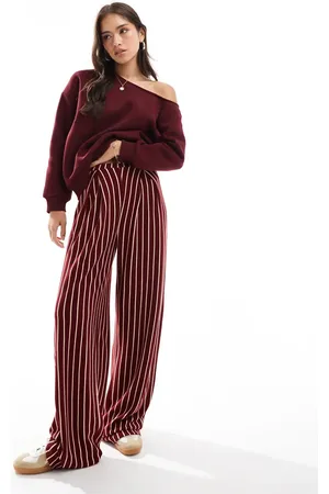 ASOS – Elegante, gestreifte Jogginghose in Burgunderrot und Weiß