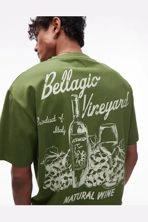 Topman – Oversize-T-Shirt in mit Vineyard-Print auf Vorder- und Rückseite