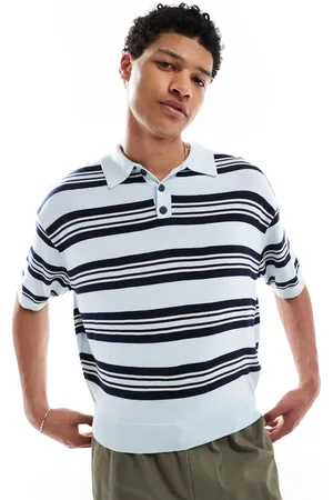Bershka – Gestricktes Retro-Polohemd in gestreiftem
