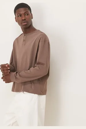 ASOS Kastiges, langärmliges, oversized Henley-T-Shirt in verwaschenem Schwarz