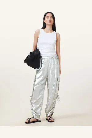AllSaints – Kaye – Hose in Metallic-Silber