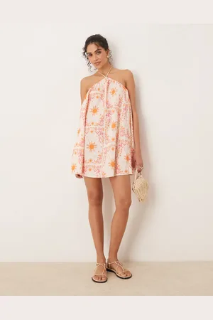 ASOS – Trapezförmiges Minikleid aus Baumwolle mit Print