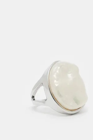Reclaimed – Oversize-Ring in Silberoptik mit Perlmuttimitat