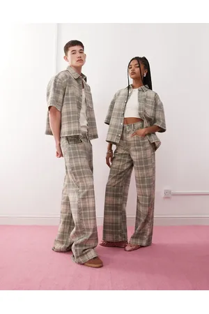 Reclaimed – Lässige Unisex-Jeans in verwaschener Optik mit Karomuster, Kombiteil