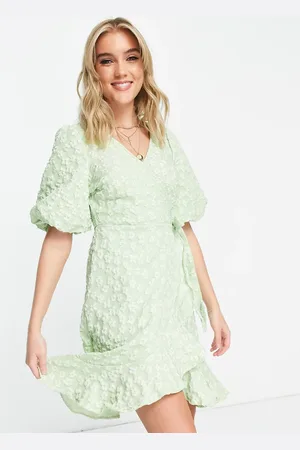 Pieces® – Hochwertiges Mini-Wickelkleid in mit Puffärmeln